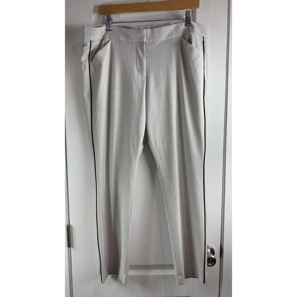 J Crew Women's Wool Blend Dress Pants Light Gray Black Side Stripe Size 14 - Picture 1 of 12